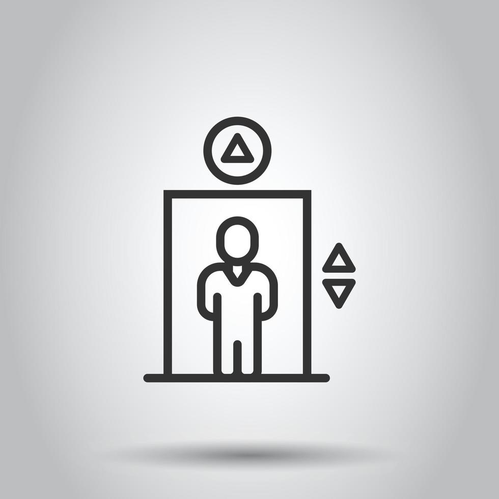 Elevator icon in flat style. Lift vector illustration on white isolated background. Passenger transportation business concept.