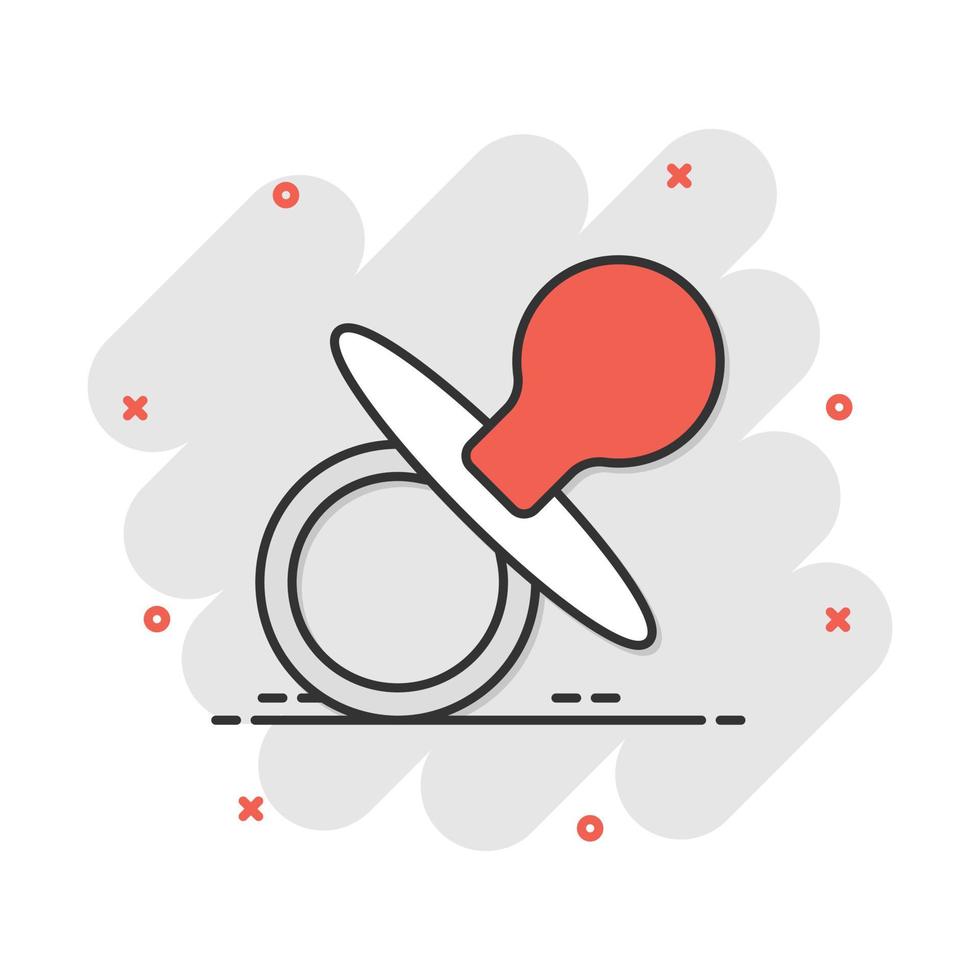 Vector cartoon baby pacifier icon in comic style. Child toy nipple sign