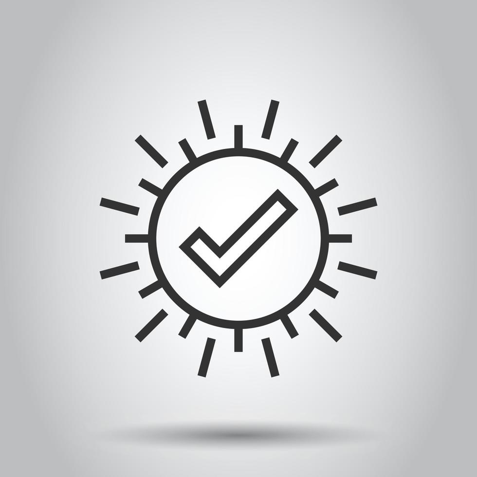 Check mark sign icon in flat style. Confirm button vector illustration on white isolated background. Accepted business concept.