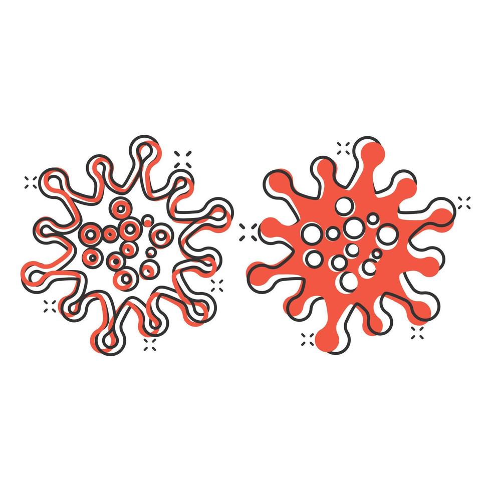 Disease bacteria icon in comic style. Allergy cartoon vector illustration on white isolated background. Microbe virus splash effect business concept.