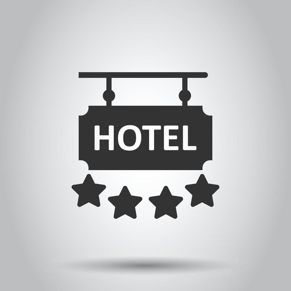 Hotel 4 stars sign icon in flat style. Inn vector illustration on white isolated background. Hostel room information business concept.