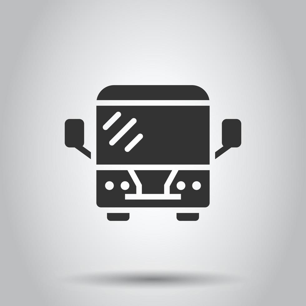 Bus icon in flat style. Coach vector illustration on white isolated background. Autobus vehicle business concept.