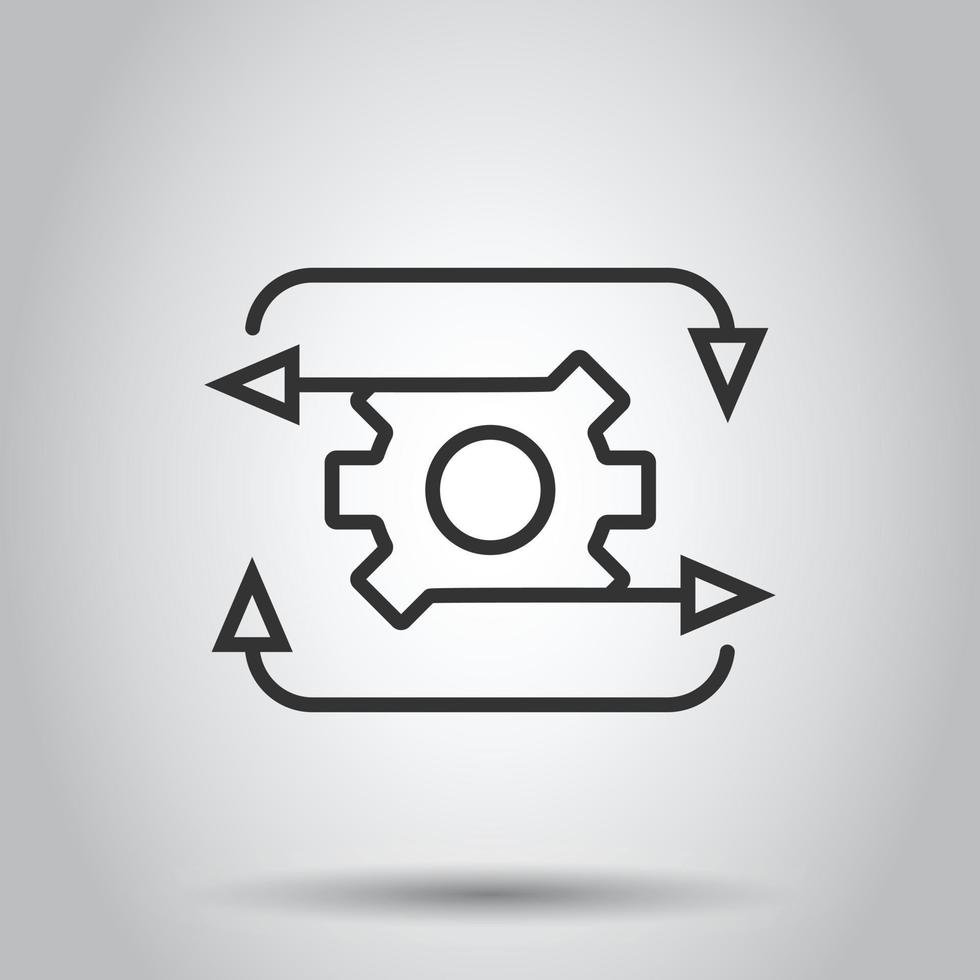 Workflow icon in flat style. Gear effective vector illustration on white isolated background. Process organization business concept.
