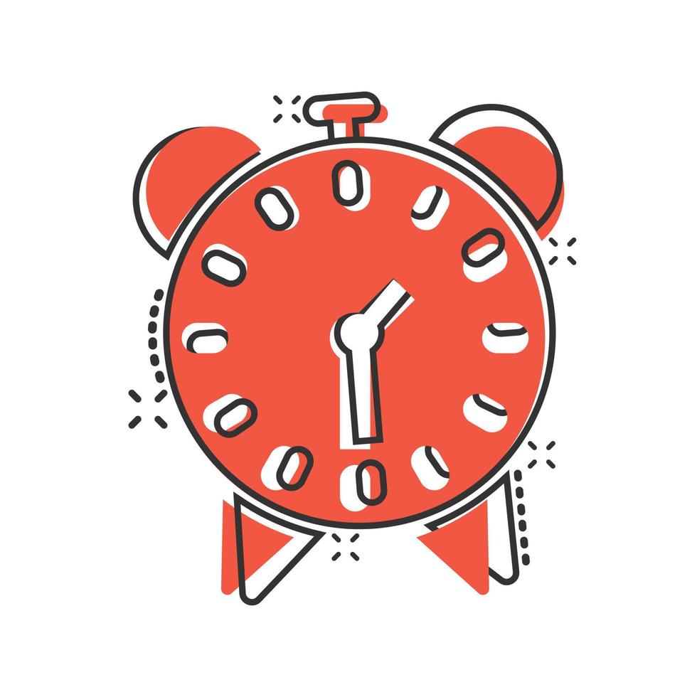 Clock icon in comic style. Watch cartoon vector illustration on white isolated background. Timer splash effect business concept.