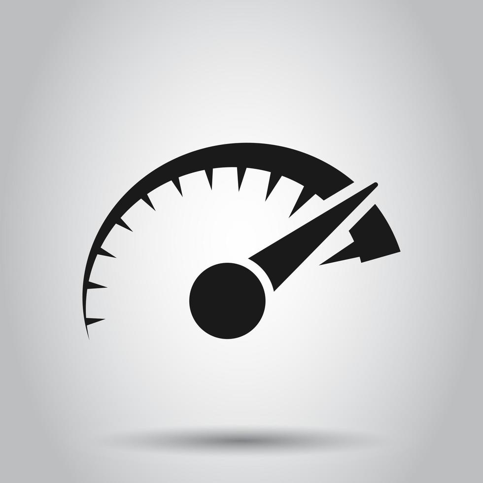 Speedometer level sign icon in flat style. Accelerate vector illustration on isolated background. Motion tachometer business concept.