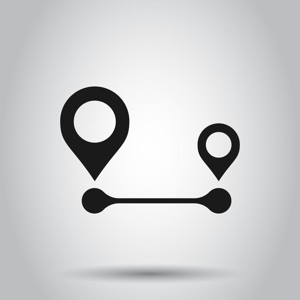 Distance pin icon in transparent style. Gps navigation vector illustration on isolated background. Communication travel business concept.