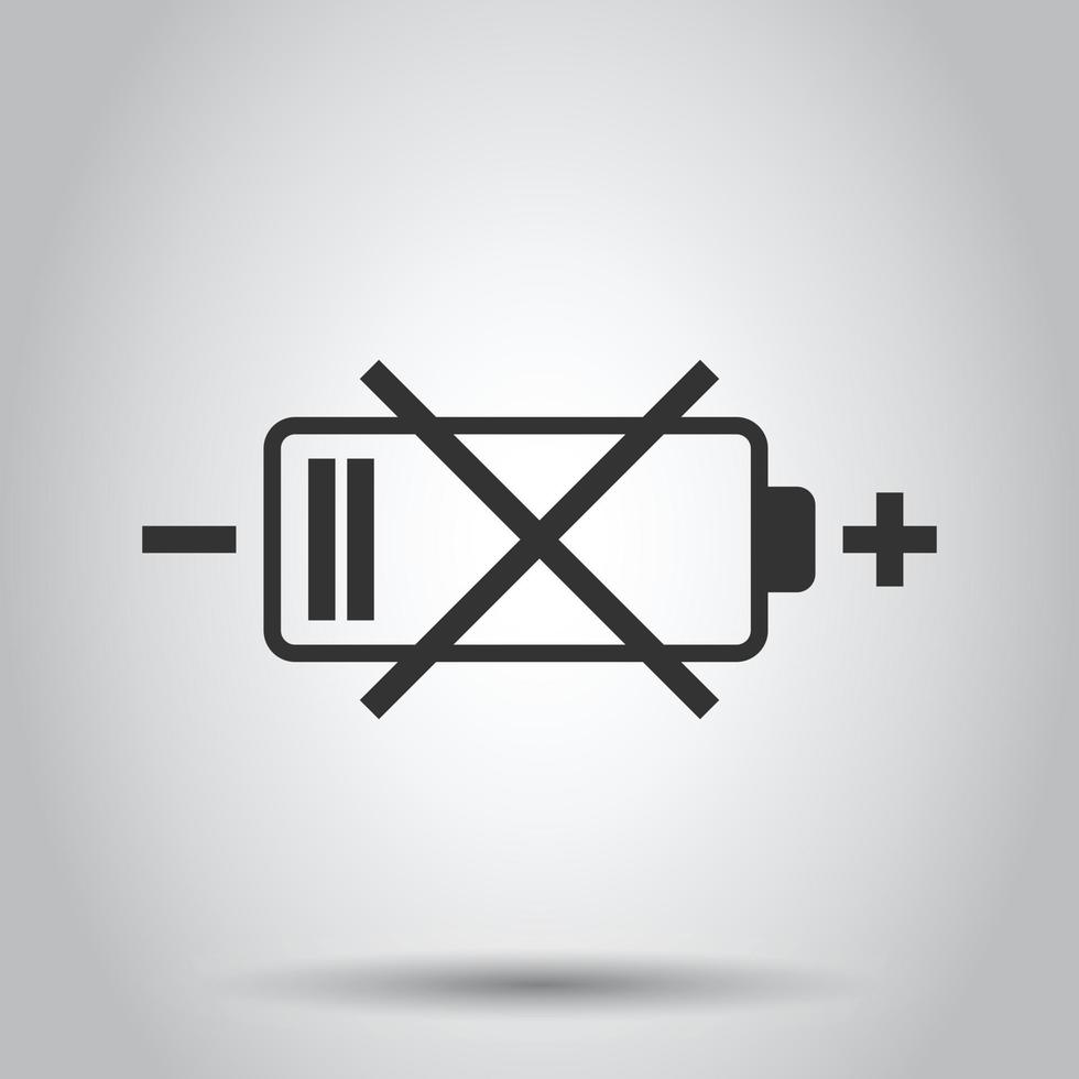 Battery charge icon in flat style. Power level vector illustration on white isolated background. Lithium accumulator business concept.