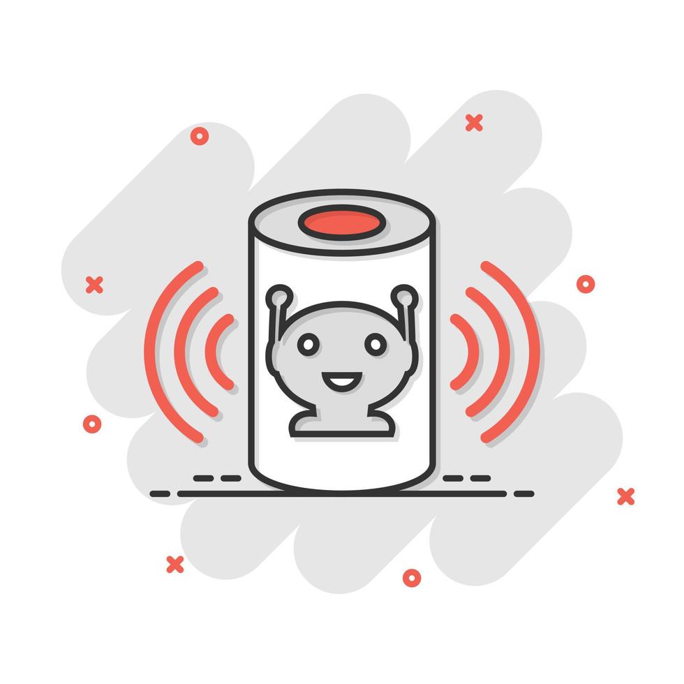 Voice assistant icon in comic style. Smart home assist vector cartoon illustration on white isolated background. Command center business concept splash effect.