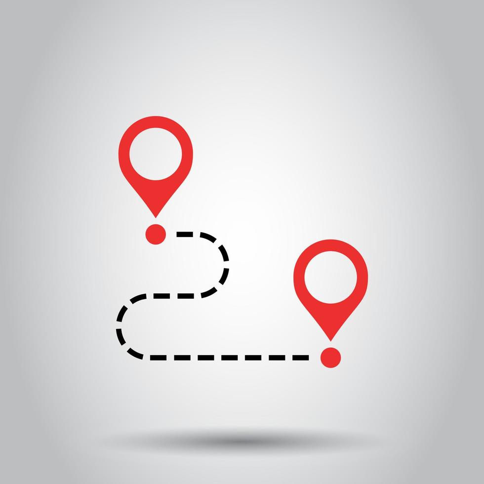 Move location icon in flat style. Pin gps vector illustration on isolated background. Navigation business concept.