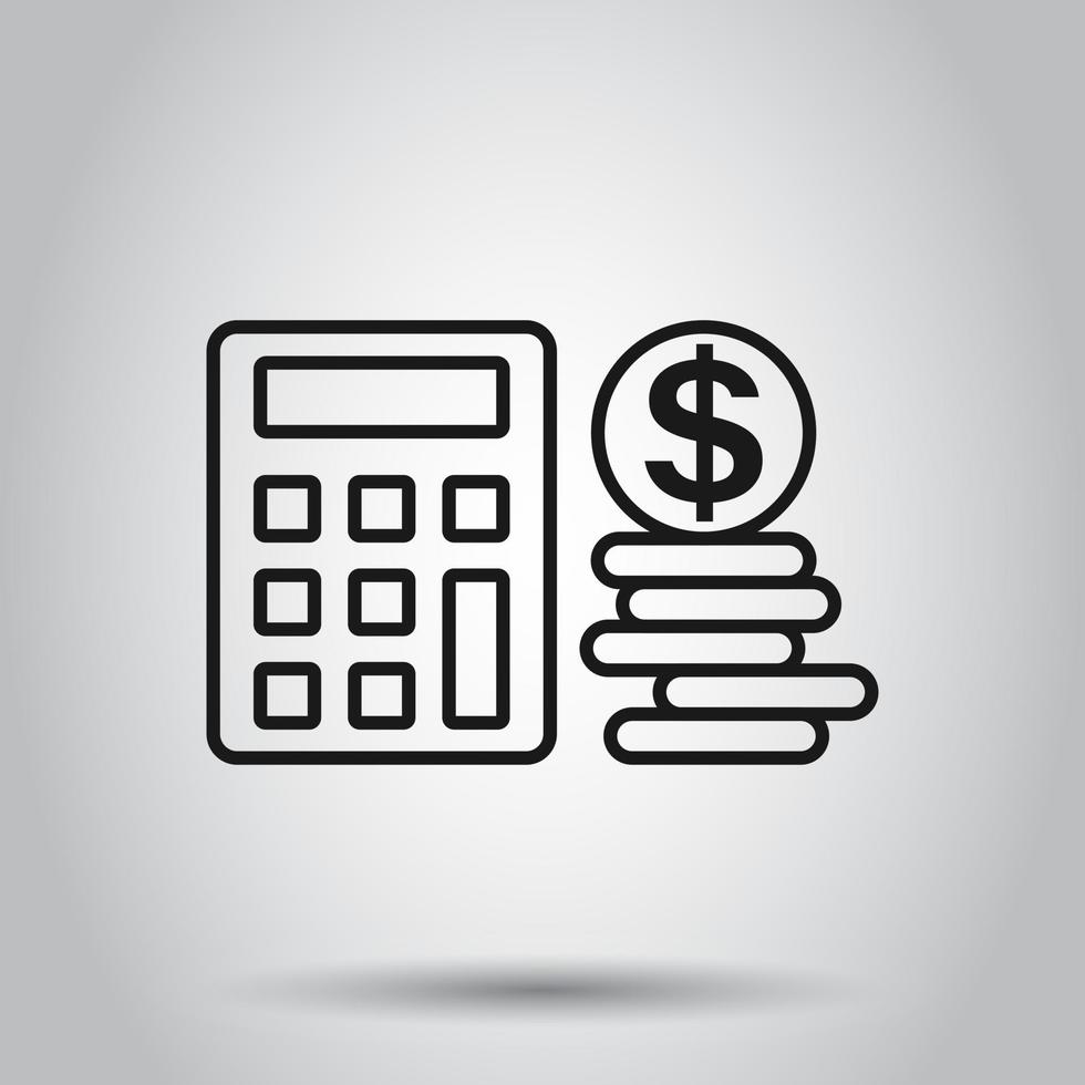 Money calculation icon in flat style. Budget banking vector illustration on isolated background. Financial payment business concept.