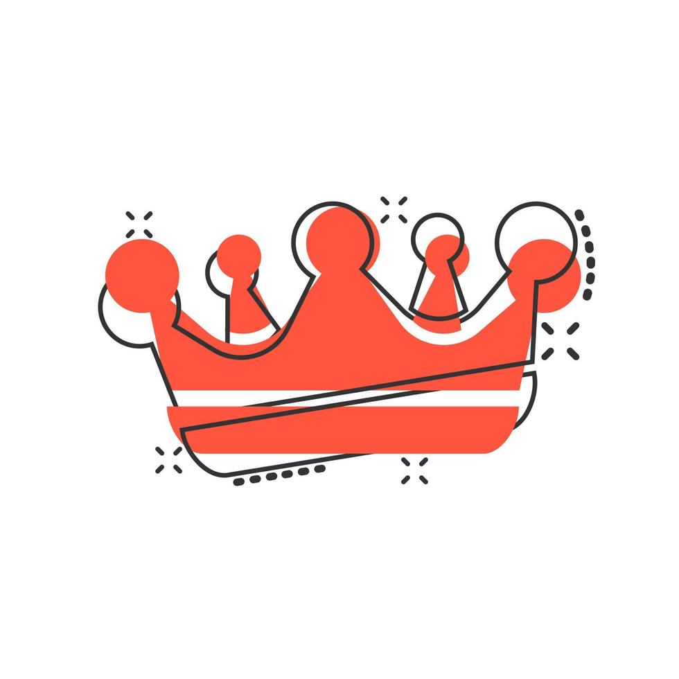 Vector cartoon crown diadem icon in comic style. Royalty crown illustration pictogram. King, princess royalty business splash effect concept.