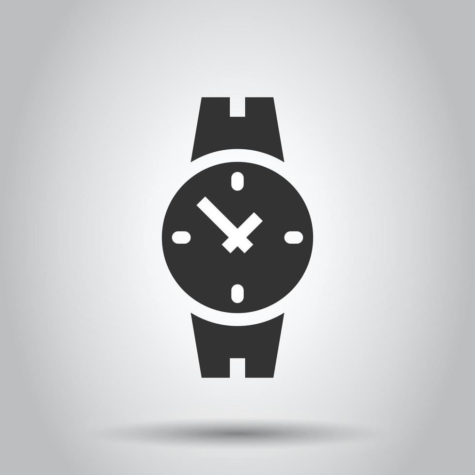 Wrist watch icon in flat style. Hand clock vector illustration on white isolated background. Time bracelet business concept.