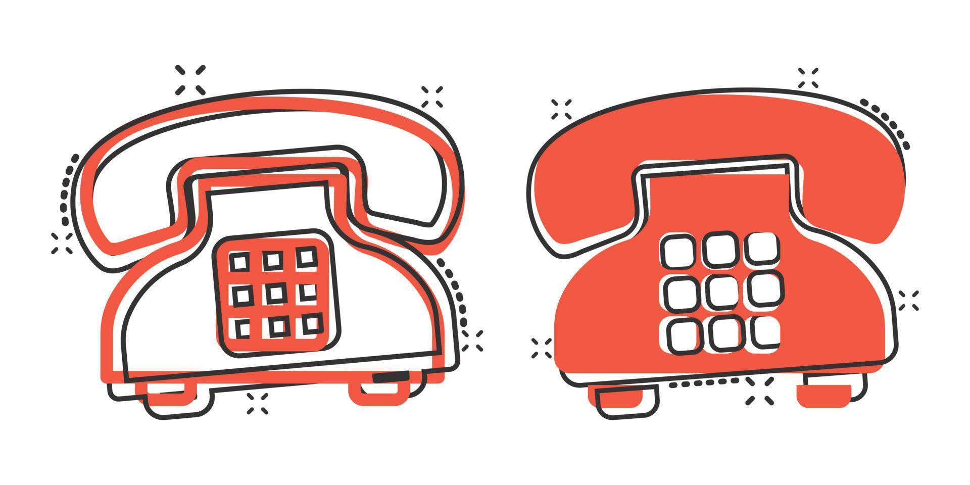 Mobile phone icon in comic style. Telephone talk cartoon vector illustration on white isolated background. Hotline contact splash effect business concept.