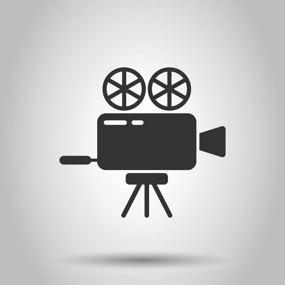 icono de proyector en estilo plano. ilustración de vector de cámara de cine sobre fondo blanco aislado. concepto de negocio de películas.