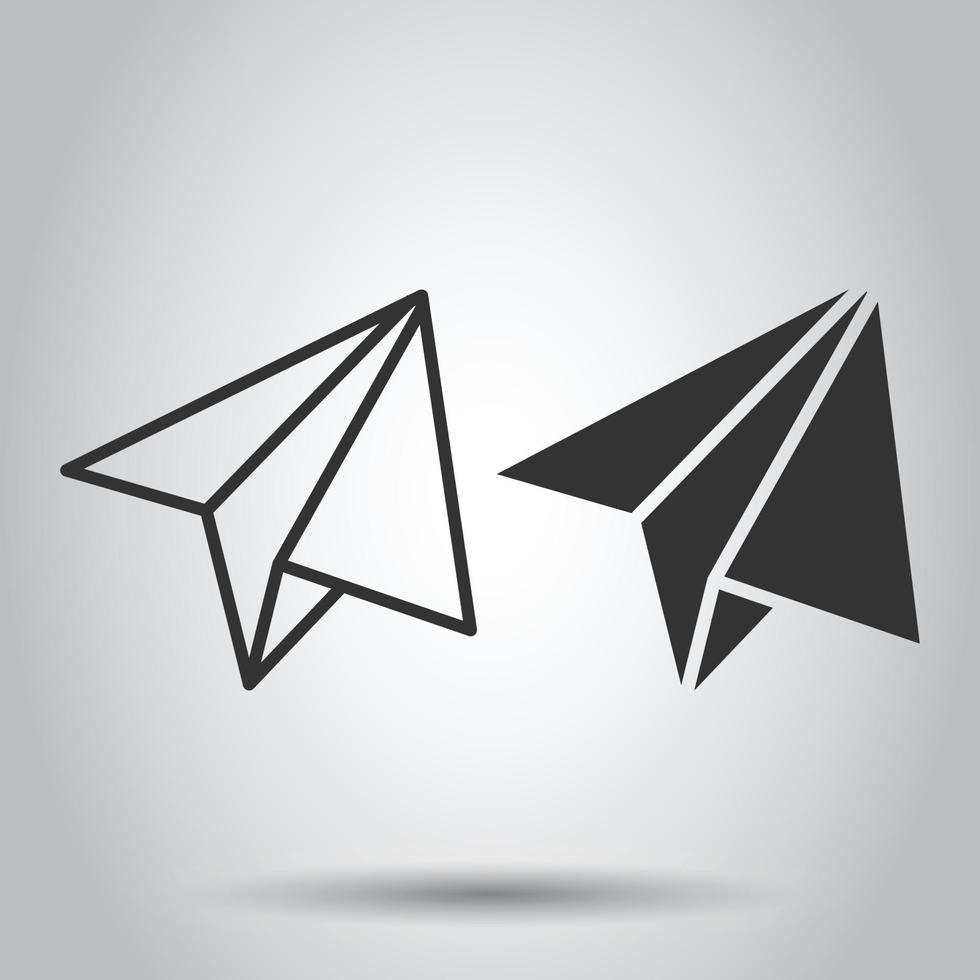 Paper plane icon in flat style. Sent message vector illustration on white isolated background. Air sms business concept.