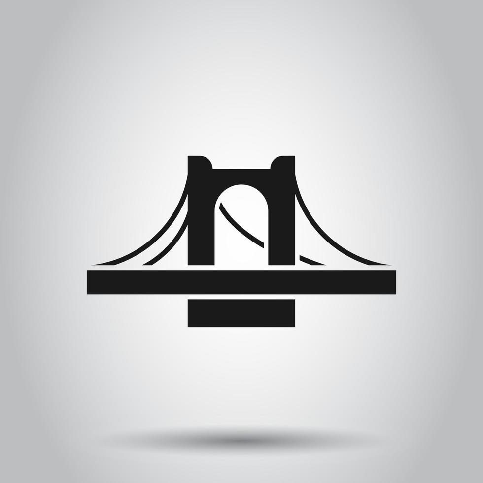 Bridge sign icon in flat style. Drawbridge vector illustration on isolated background. Road business concept.