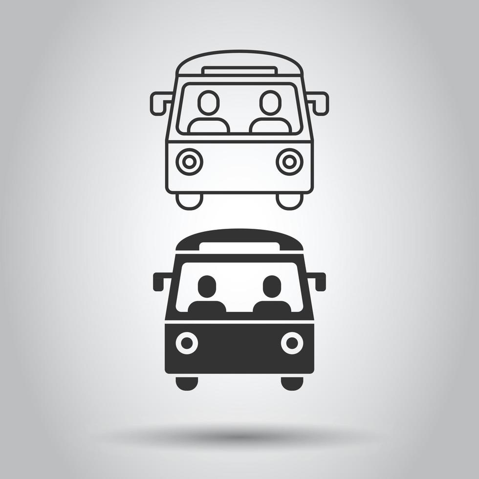 Bus icon in flat style. Coach vector illustration on white isolated background. Autobus vehicle business concept.