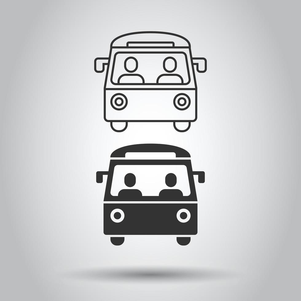 icono de autobús en estilo plano. Ilustración de vector de entrenador sobre fondo blanco aislado. concepto de negocio de vehículos autobus.