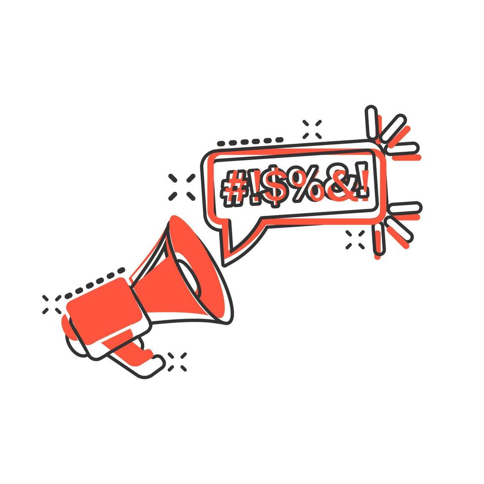 Shout speech bubble icon in comic style. Complain vector cartoon illustration on white isolated background. Angry emotion business concept splash effect.