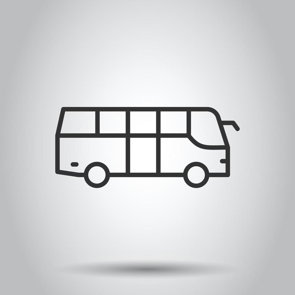 Bus icon in flat style. Coach vector illustration on white isolated background. Autobus vehicle business concept.