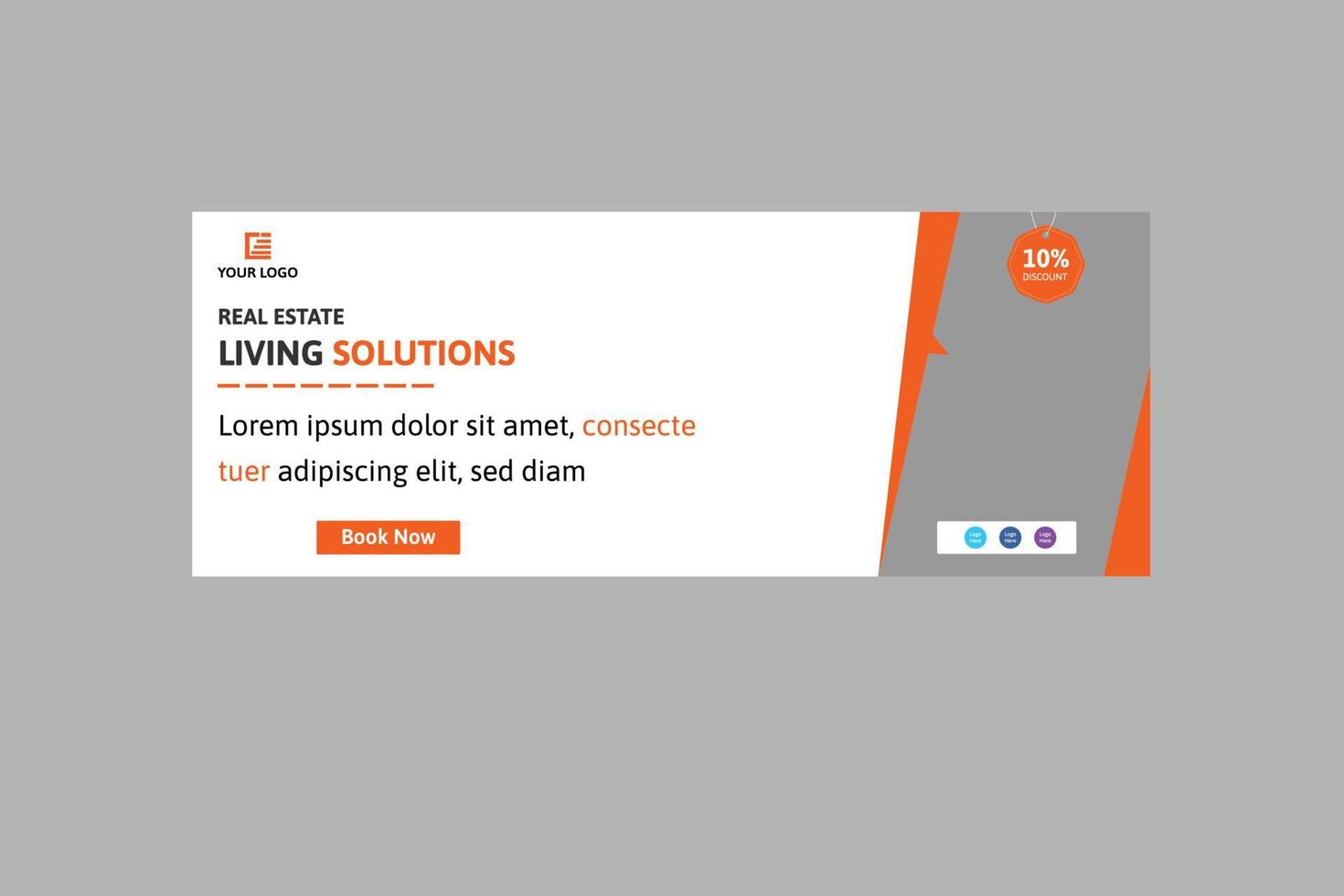 Real estate living solution social media banner design vector