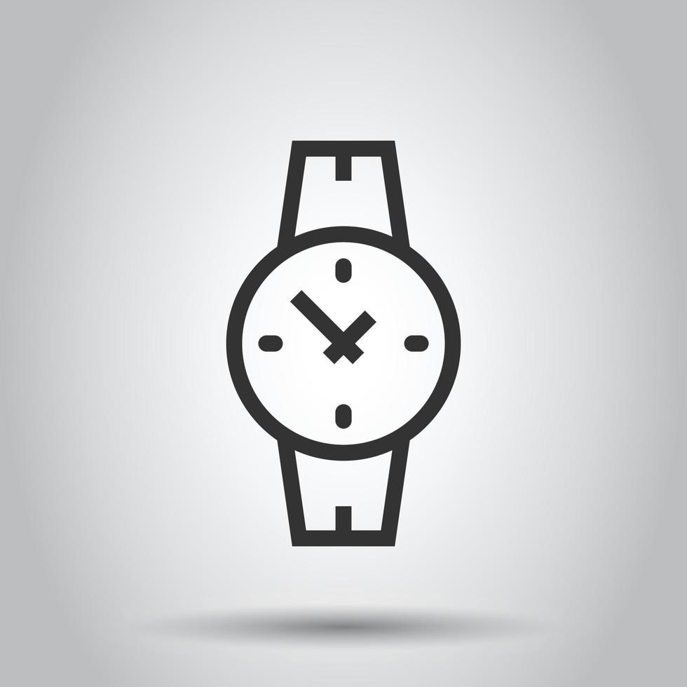 Wrist watch icon in flat style. Hand clock vector illustration on white isolated background. Time bracelet business concept.