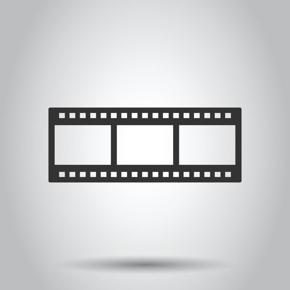 Film icon in flat style. Movie vector illustration on white isolated background. Play video business concept.