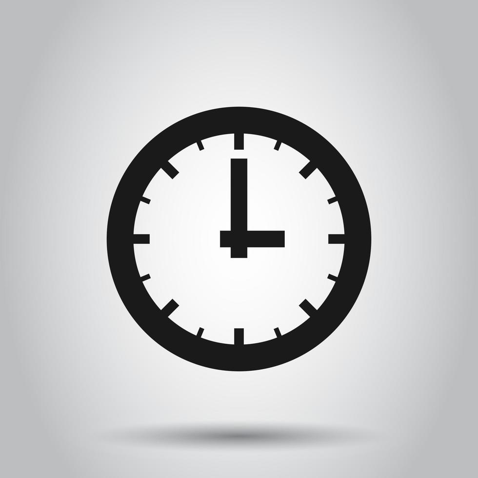 Real time icon in flat style. Clock vector illustration on isolated background. Watch business concept.
