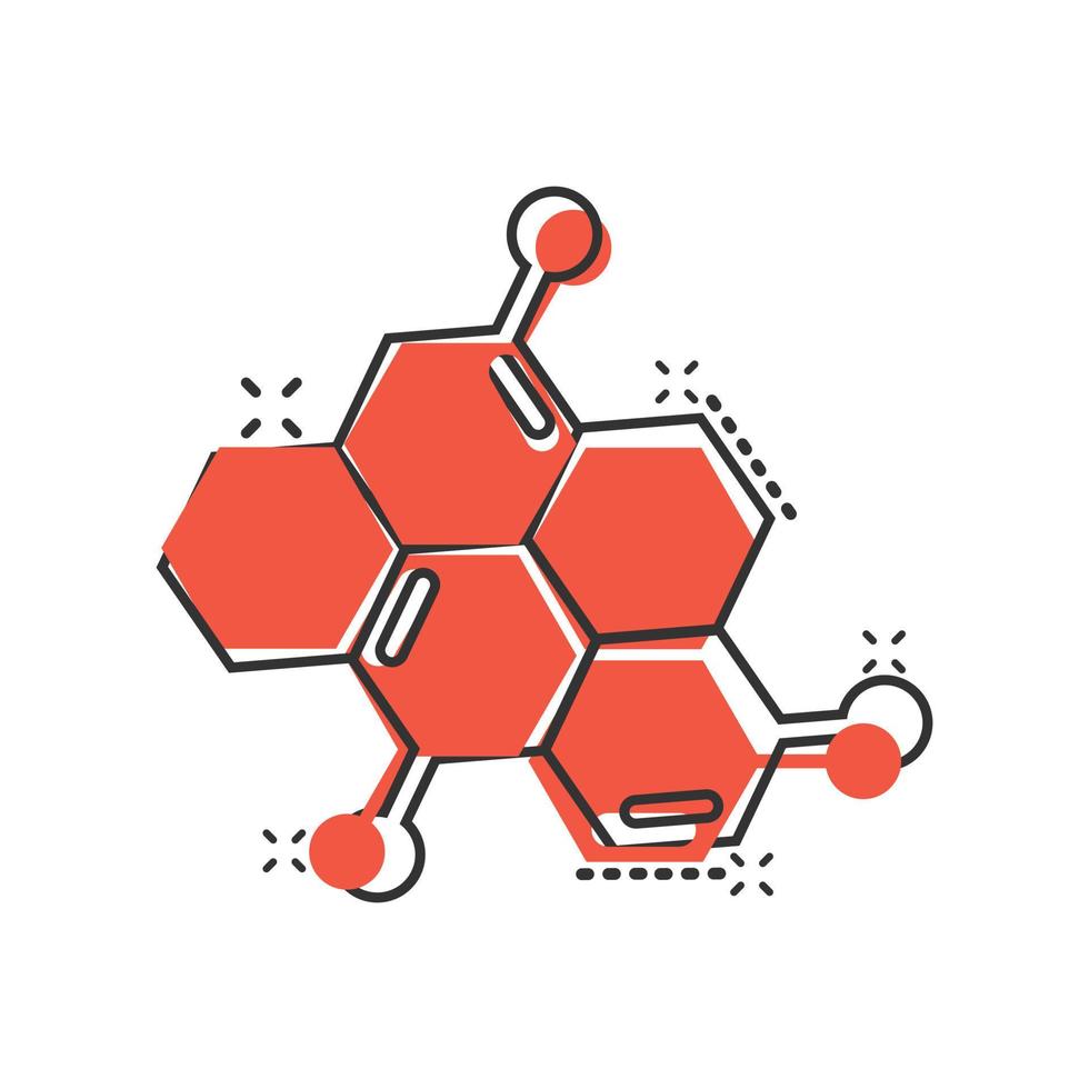 icono de la ciencia en estilo cómico. ilustración vectorial de dibujos animados de células de adn sobre fondo blanco aislado. concepto de negocio de efecto de salpicadura de evolución de molécula. vector