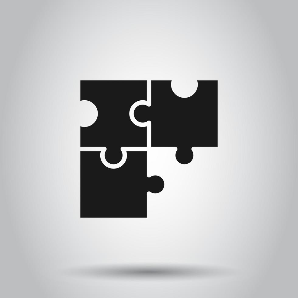 Puzzle compatible icon in flat style. Jigsaw agreement vector illustration on isolated background. Cooperation solution business concept.