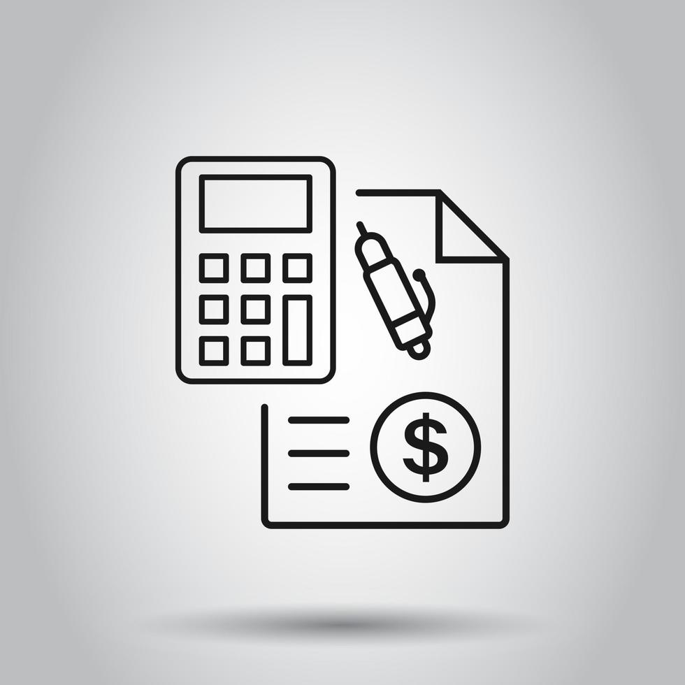 Money calculation icon in flat style. Budget banking vector illustration on isolated background. Financial payment business concept.