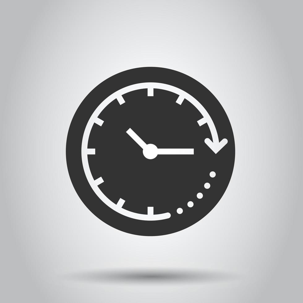 Clock icon in flat style. Watch vector illustration on white isolated background. Timer business concept.