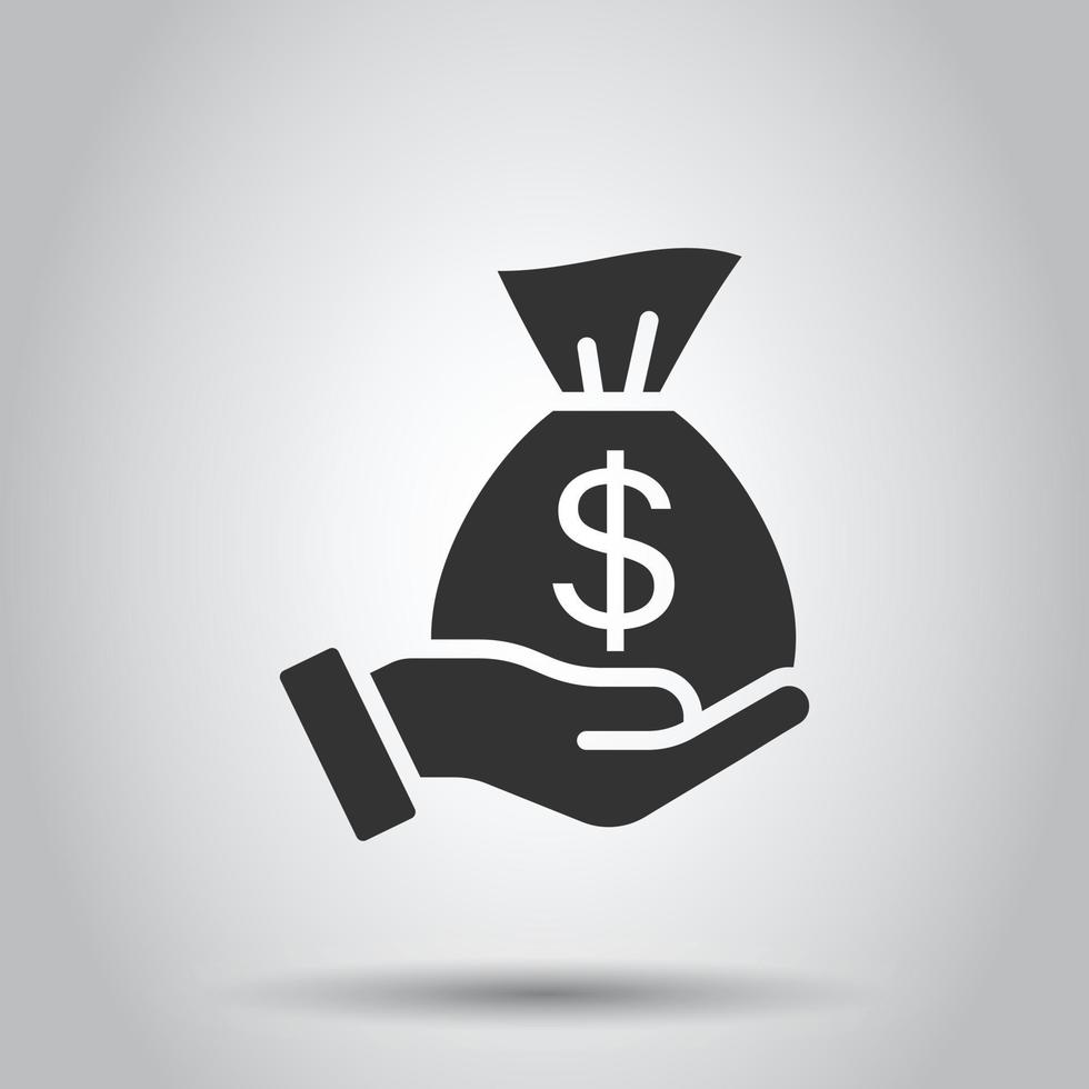 Remuneration icon in flat style. Money in hand vector illustration on white isolated background. Banknote payroll business concept.