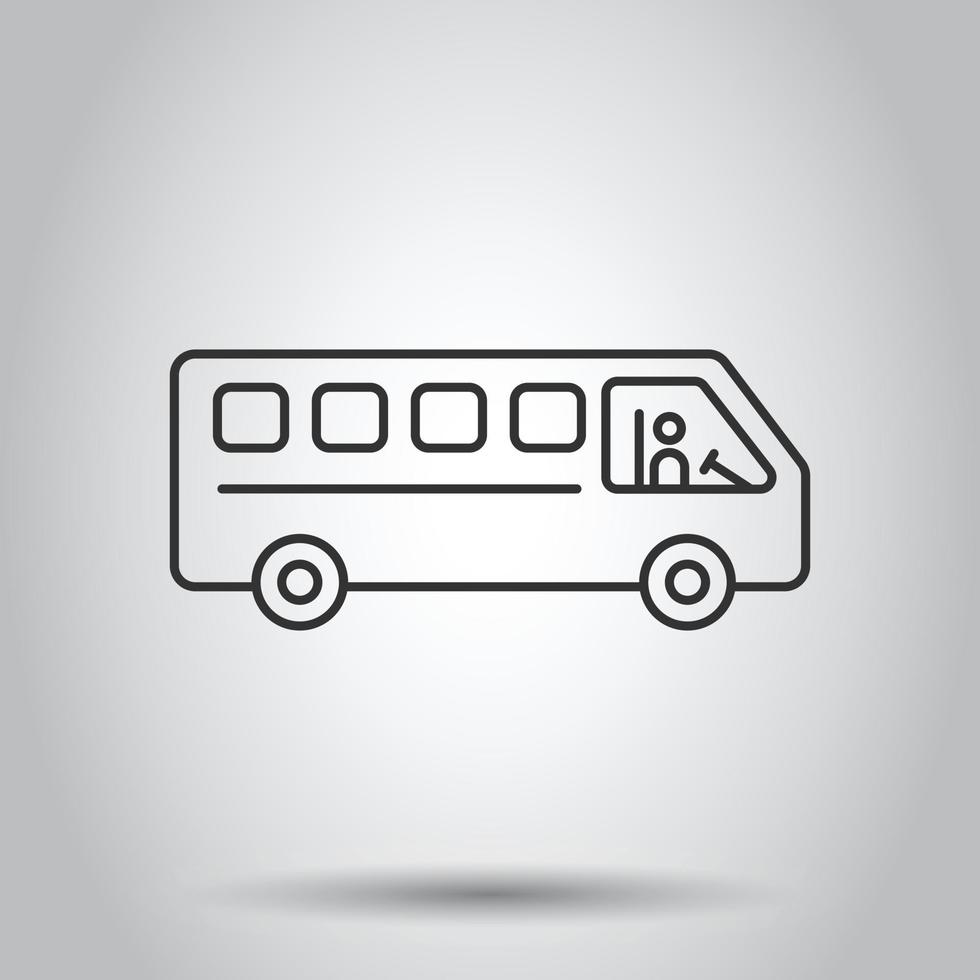 Bus icon in flat style. Coach vector illustration on white isolated background. Autobus vehicle business concept.