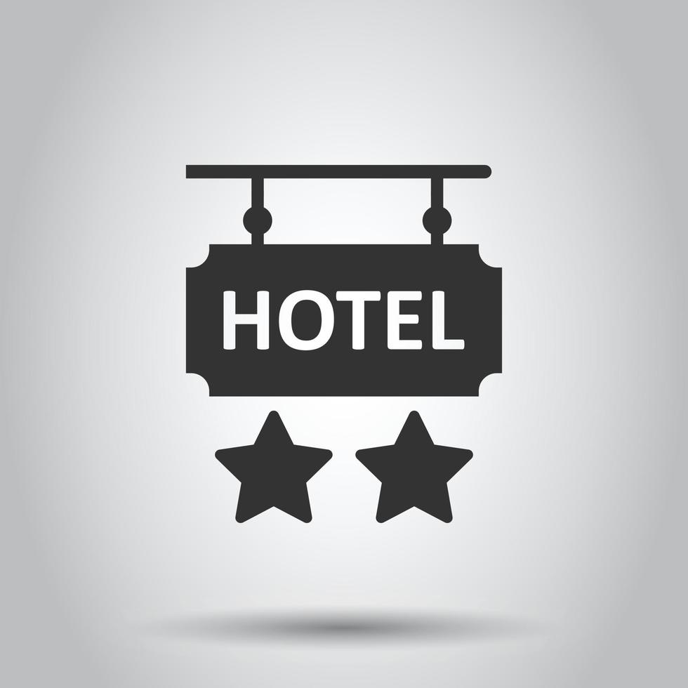 icono de signo de hotel 2 estrellas en estilo plano. posada ilustración vectorial sobre fondo blanco aislado. concepto de negocio de información de habitación de albergue. vector