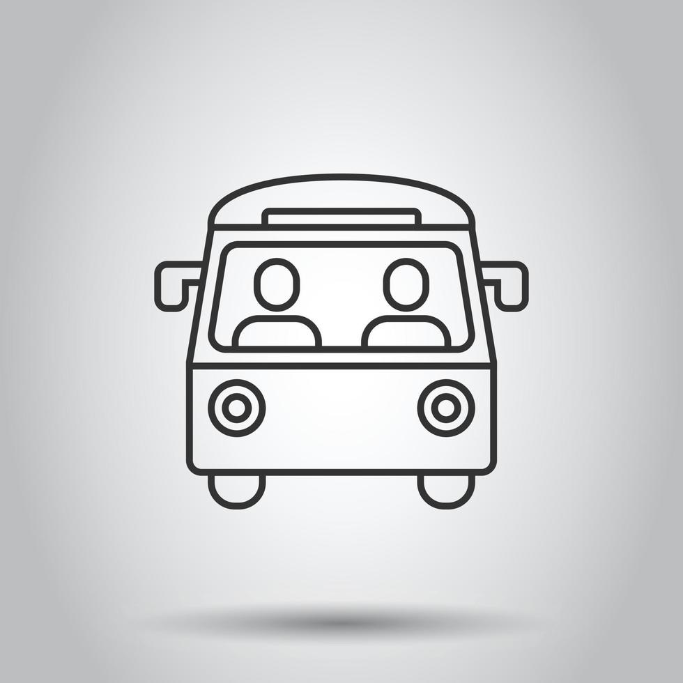 Bus icon in flat style. Coach vector illustration on white isolated background. Autobus vehicle business concept.