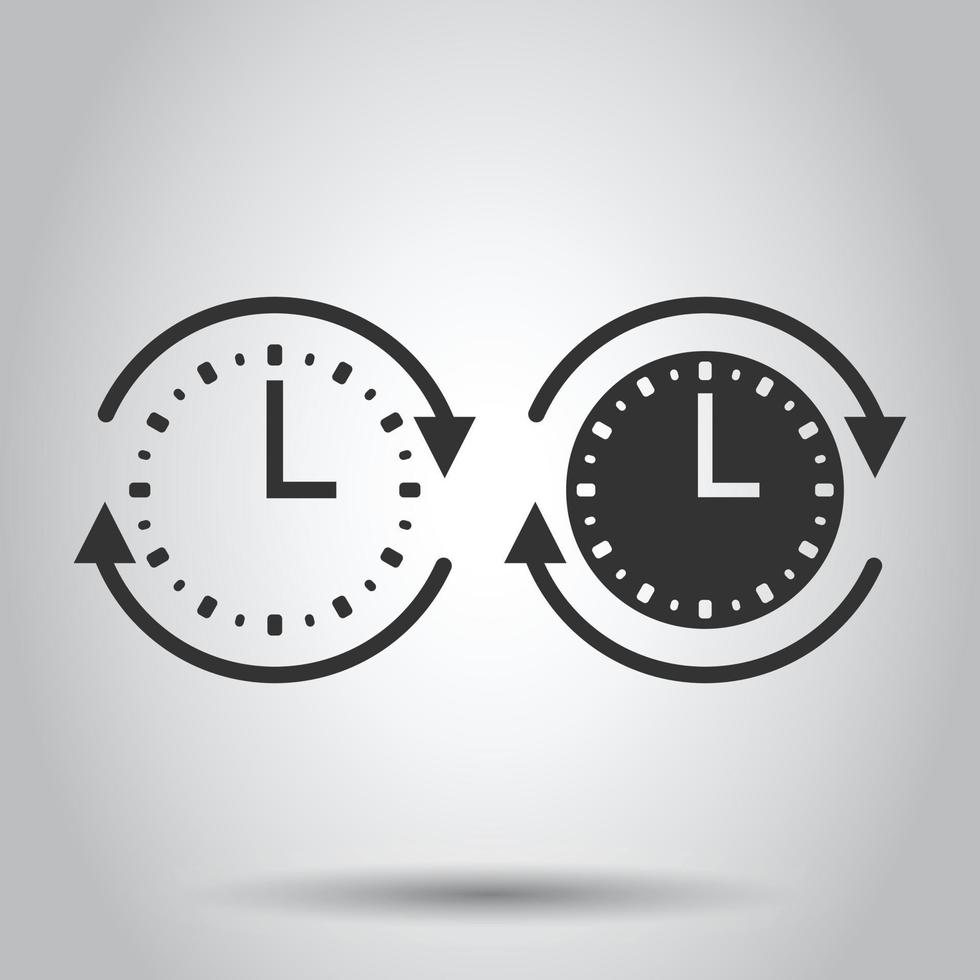 Clock icon in flat style. Watch vector illustration on white isolated background. Timer business concept.