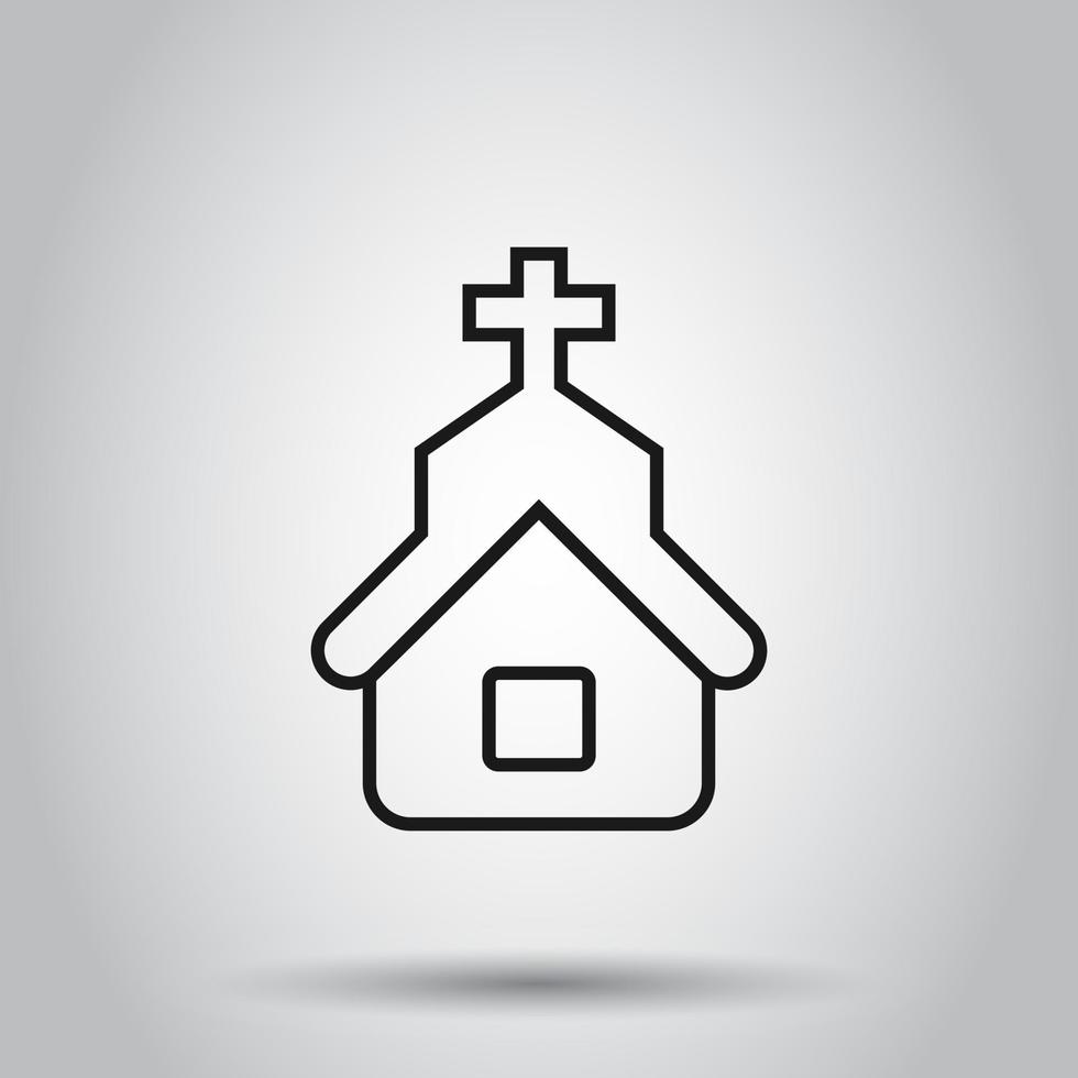 Church icon in flat style. Chapel vector illustration on isolated background. Religious building business concept.