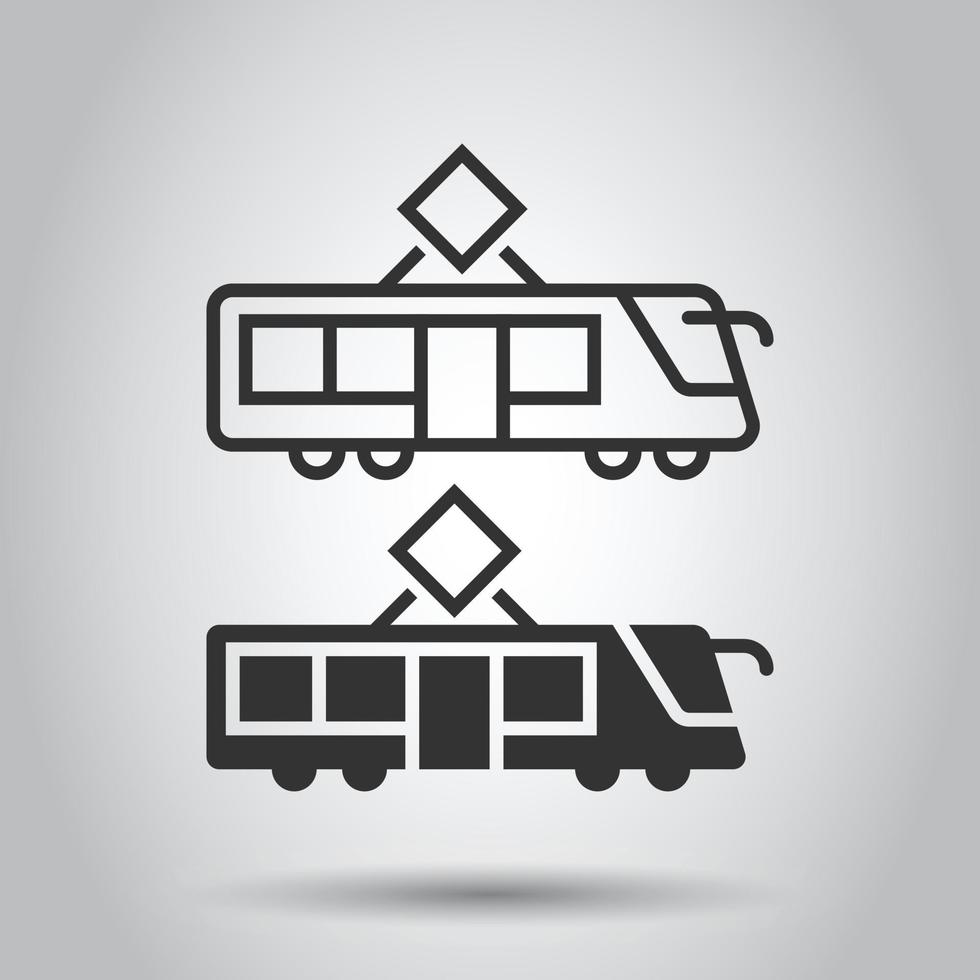 Metro icon in flat style. Train subway vector illustration on white isolated background. Railroad cargo business concept.