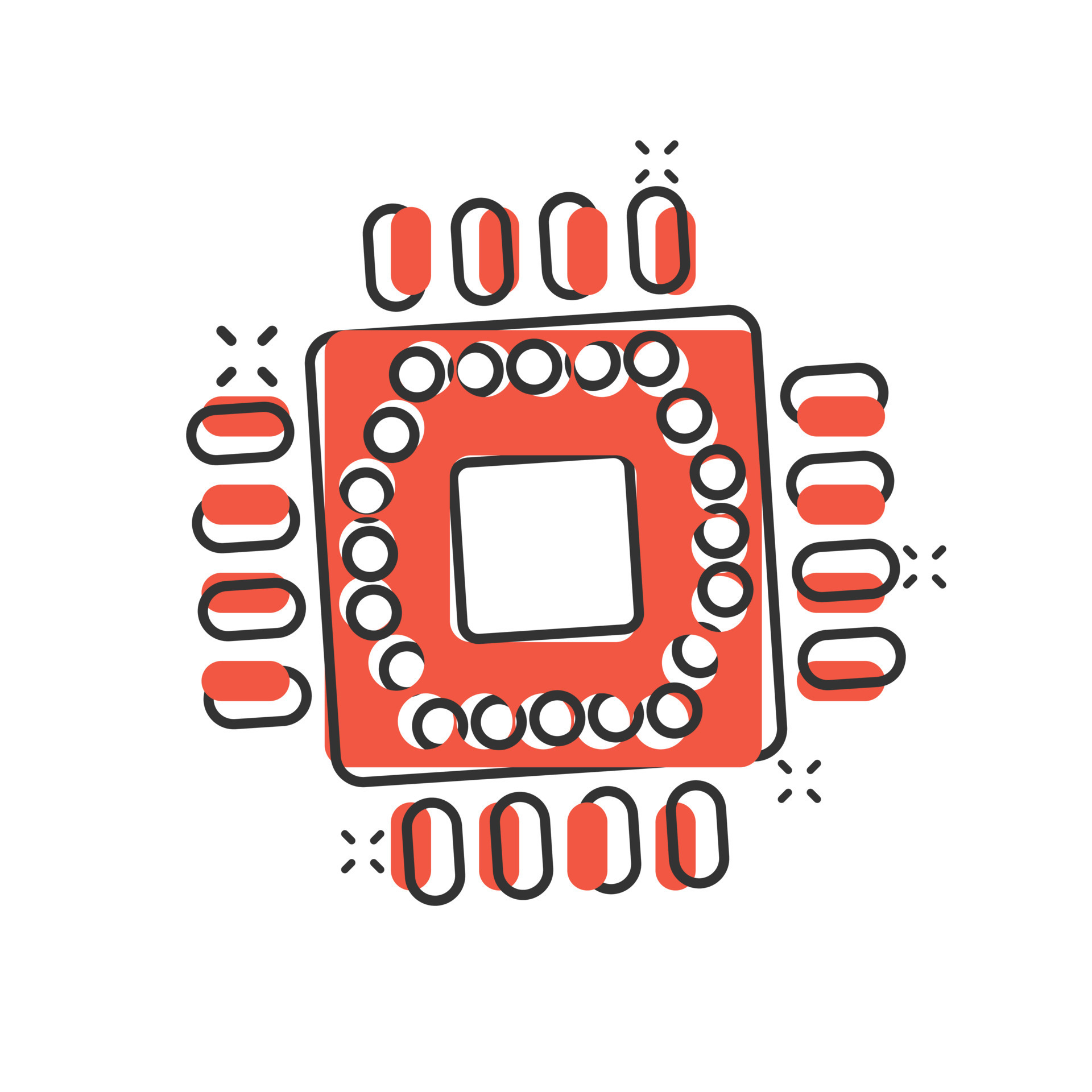 Computer cpu icon in comic style. Circuit board cartoon vector illustration  on white isolated background. Motherboard chip splash effect business  concept. 20100060 Vector Art at Vecteezy