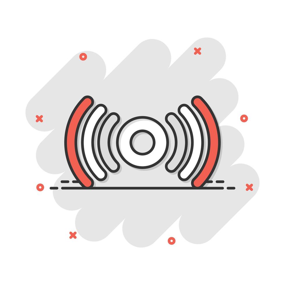 Motion sensor icon in comic style. Sensor waves vector cartoon illustration pictogram. Security connection business concept splash effect.