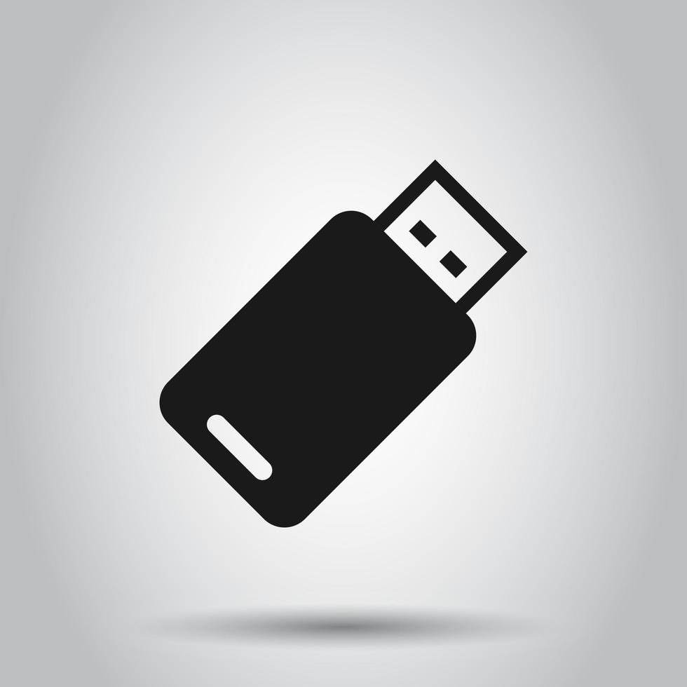 Usb drive icon in flat style. Flash disk vector illustration on isolated background. Digital memory business concept.