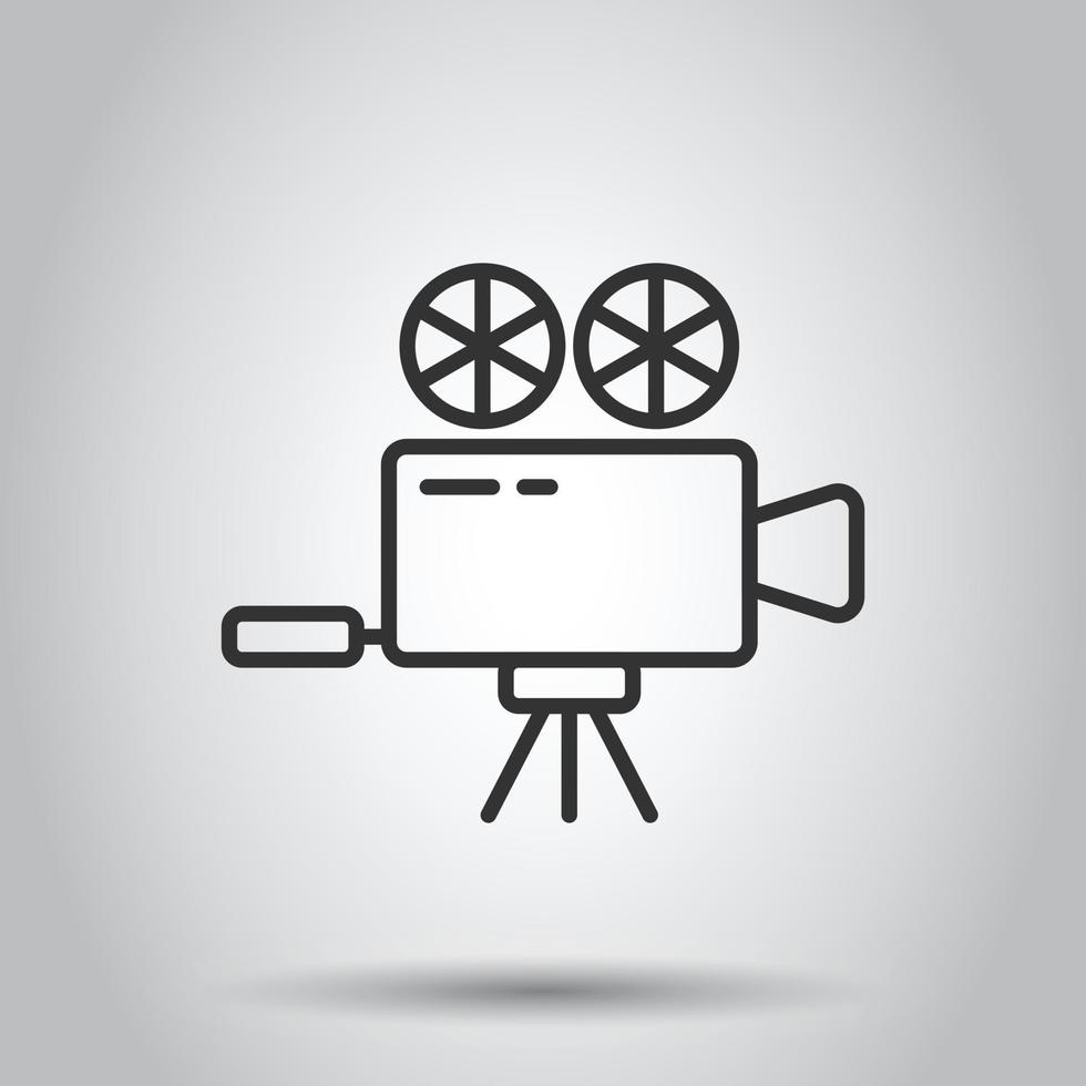Projector icon in flat style. Cinema camera vector illustration on white isolated background. Movie business concept.