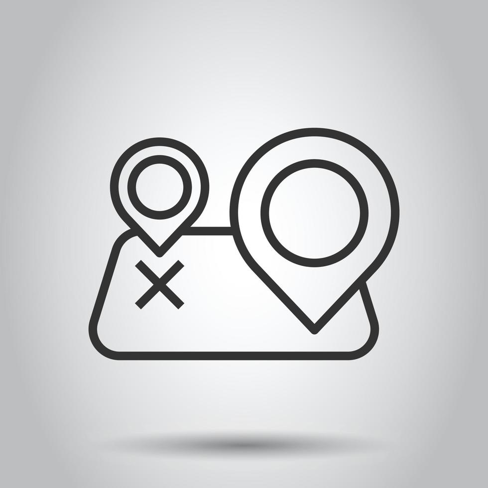 Map pin icon in flat style. gps navigation vector illustration on white isolated background. Locate position business concept.