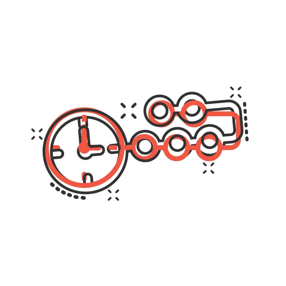 Timeline icon in comic style. Progress cartoon vector illustration on white isolated background. Diagram splash effect business concept.