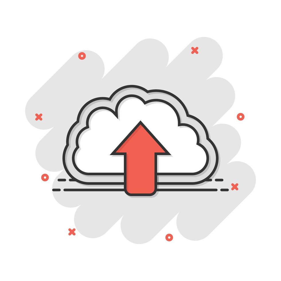 icono de nube de dibujos animados de vector en estilo cómico. pictograma de ilustración de signo de nube. concepto de efecto de salpicadura de negocio de enjambre.