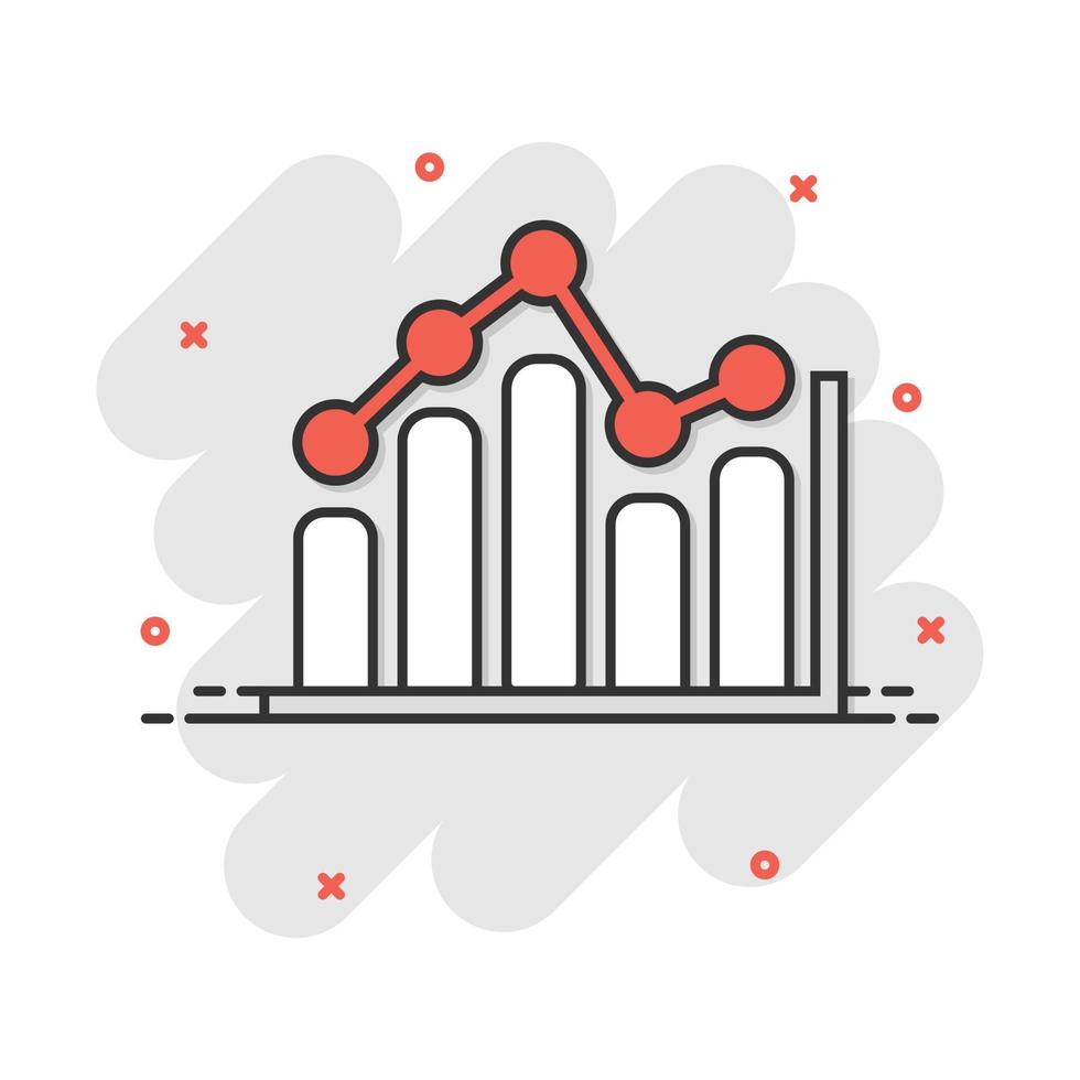 Vector cartoon business graph icon in comic style. Chart sign illustration pictogram. Diagram business splash effect concept.