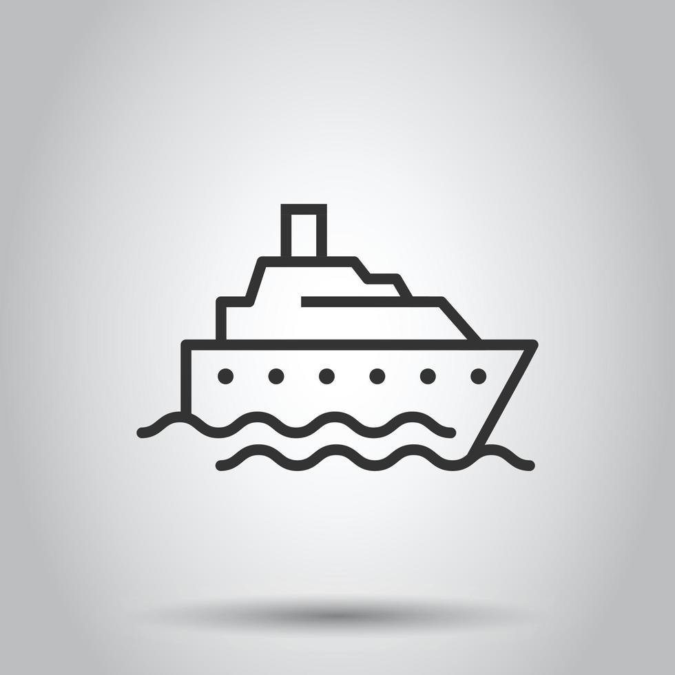 icono de barco de turismo en estilo plano. Ilustración de vector de barco de pesca sobre fondo blanco aislado. concepto de negocio de destino de petrolero.