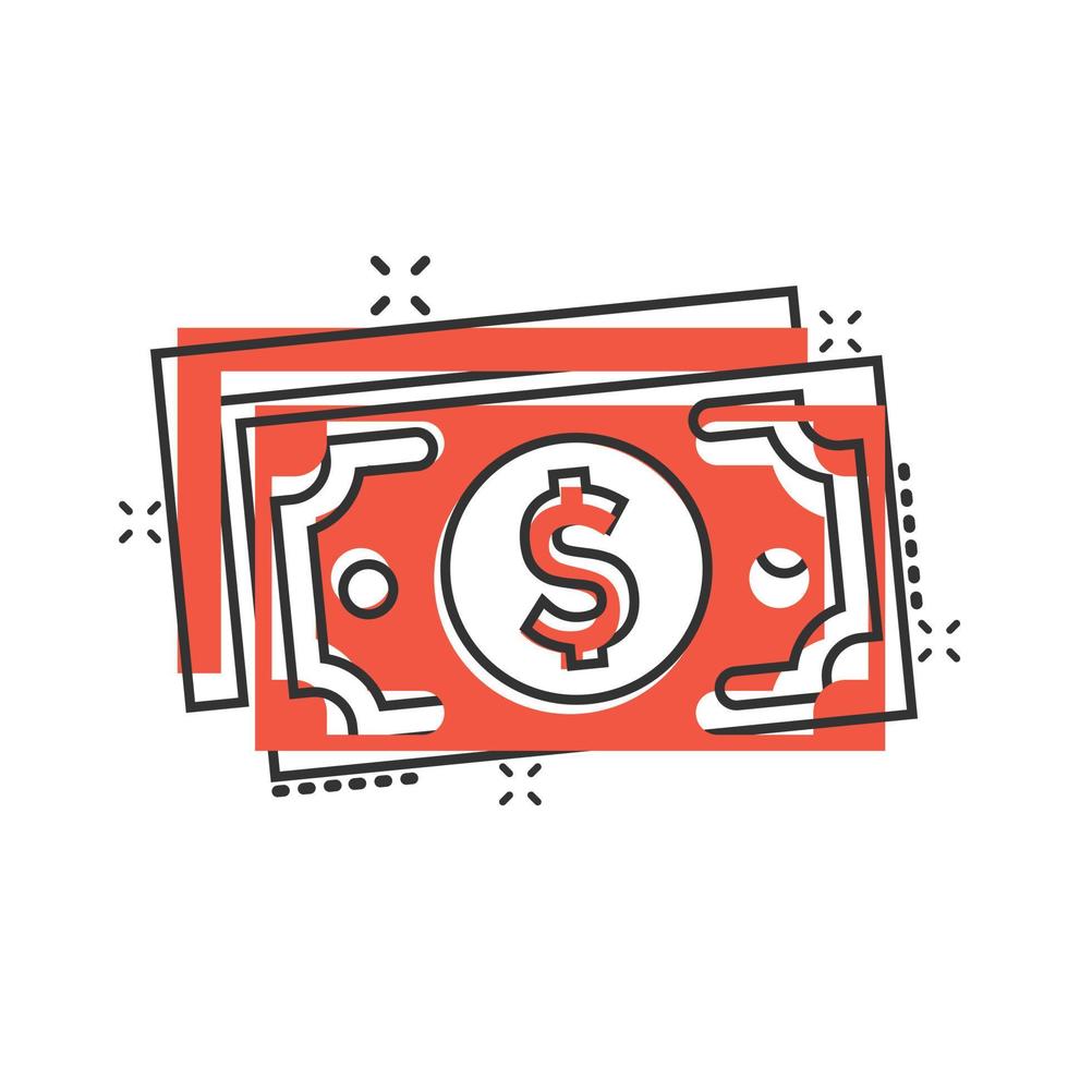 Money stack icon in comic style. Exchange cash cartoon vector illustration on white isolated background. Dollar banknote bill splash effect business concept.