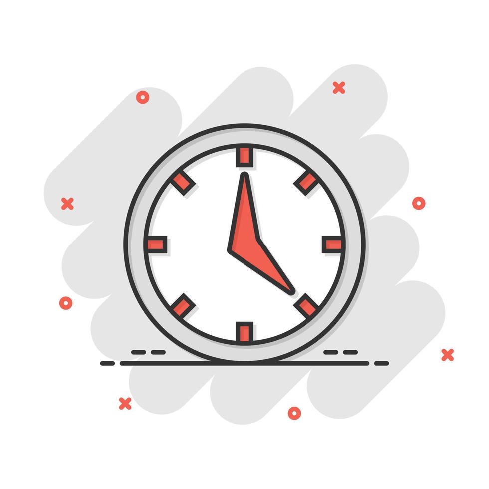 icono en tiempo real en estilo cómico. reloj vector ilustración de dibujos animados sobre fondo blanco aislado. ver el efecto de salpicadura del concepto de negocio.